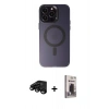 MARSİLYAN™- iPhone 15 Pro Max Kılıf Kozmos Çizgi Prime - Siyah Bilvis Hayalet Cam Ekran Koruyucu + Raze Metal Kamera Lens - SH