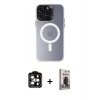 MARSİLYAN™- iPhone 15 Pro Max Kılıf Kozmos Çizgi Prime - Siyah Bilvis Hayalet Cam Ekran Koruyucu + PVD Metal Kamera Lens - TU