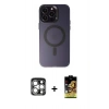MARSİLYAN™- iPhone 15 Pro Max Kılıf Kozmos Çizgi Prime - Siyah Buffer Cam Ekran Koruyucu + PVD Metal Kamera Lens - GS