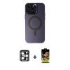 MARSİLYAN™- iPhone 15 Pro Max Kılıf Kozmos Çizgi Prime - Siyah Buffer Cam Ekran Koruyucu + PVD Metal Kamera Lens - LT