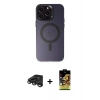 MARSİLYAN™- iPhone 15 Pro Max Kılıf Kozmos Çizgi Prime - Siyah Buffer Cam Ekran Koruyucu + Raze Metal Kamera Lens - TMGI