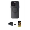MARSİLYAN™- iPhone 15 Pro Max Kılıf Kozmos Çizgi Prime - Siyah Buffer Cam Ekran Koruyucu + Raze Metal Kamera Lens - LT