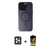 MARSİLYAN™- iPhone 15 Pro Max Kılıf Kozmos Çizgi Prime - Siyah Buffer Cam Ekran Koruyucu + PVD Metal Kamera Lens - SH
