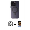 MARSİLYAN™- iPhone 15 Pro Max Kılıf Kozmos Çizgi Prime - Siyah Buffer Hayalet Cam Ekran Koruyucu + PVD Metal Kamera Lens - GS