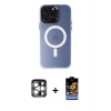 MARSİLYAN™- iPhone 15 Pro Max Kılıf Kozmos Çizgi Prime - Siyah Buffer Hayalet Cam Ekran Koruyucu + PVD Metal Kamera Lens - GS