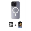 MARSİLYAN™- iPhone 15 Pro Max Kılıf Kozmos Çizgi Prime - Siyah Buffer Hayalet Cam Ekran Koruyucu + PVD Metal Kamera Lens - GS