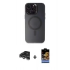 MARSİLYAN™- iPhone 15 Pro Max Kılıf Kozmos Çizgi Prime - Siyah Buffer Hayalet Cam Ekran Koruyucu + Raze Metal Kamera Lens - GS