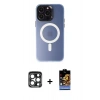 MARSİLYAN™- iPhone 15 Pro Max Kılıf Kozmos Çizgi Prime - Siyah Buffer Hayalet Cam Ekran Koruyucu + PVD Metal Kamera Lens - LT