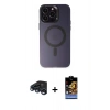 MARSİLYAN™- iPhone 15 Pro Max Kılıf Kozmos Çizgi Prime - Siyah Buffer Hayalet Cam Ekran Koruyucu + Raze Metal Kamera Lens - LT