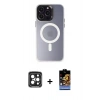MARSİLYAN™- iPhone 15 Pro Max Kılıf Kozmos Çizgi Prime - Siyah Buffer Hayalet Cam Ekran Koruyucu + PVD Metal Kamera Lens - SH