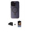 MARSİLYAN™- iPhone 15 Pro Max Kılıf Kozmos Çizgi Prime - Siyah Buffer Hayalet Cam Ekran Koruyucu + Raze Metal Kamera Lens - SH
