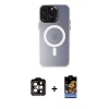 MARSİLYAN™- iPhone 15 Pro Max Kılıf Kozmos Çizgi Prime - Siyah Buffer Hayalet Cam Ekran Koruyucu + PVD Metal Kamera Lens - TU