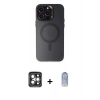 MARSİLYAN™- iPhone 15 Pro Max Kılıf Kozmos Çizgi Prime - Siyah Joko Magic 5D Cam + PVD Metal Kamera Lens - GI