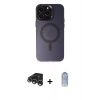 MARSİLYAN™- iPhone 15 Pro Max Kılıf Kozmos Çizgi Prime - Siyah Joko Magic 5D Cam + Gümüş Raze Metal Kamera Lens