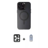 MARSİLYAN™- iPhone 15 Pro Max Kılıf Kozmos Çizgi Prime - Siyah Joko Magic 5D Cam + PVD Metal Kamera Lens - LT