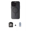 MARSİLYAN™- iPhone 15 Pro Max Kılıf Kozmos Çizgi Prime - Siyah Joko Magic 5D Cam + PVD Metal Kamera Lens - TU