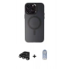 MARSİLYAN™- iPhone 15 Pro Max Kılıf Kozmos Çizgi Prime - Siyah Joko Magic 5D Cam + Raze Metal Kamera Lens - TMGI