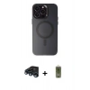 MARSİLYAN™- iPhone 15 Pro Max Kılıf Kozmos Çizgi Prime - Siyah Joko Magic 5D Hayalet Cam + Raze Metal Kamera Lens - LT
