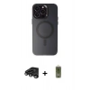 MARSİLYAN™- iPhone 15 Pro Max Kılıf Kozmos Çizgi Prime - Siyah Joko Magic 5D Hayalet Cam + Raze Metal Kamera Lens - TMGI