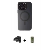 MARSİLYAN™- iPhone 15 Pro Max Kılıf Kozmos Çizgi Prime - Siyah Joko Magic 5D Hayalet Cam + Raze Metal Kamera Lens - GS