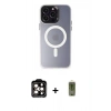 MARSİLYAN™- iPhone 15 Pro Max Kılıf Kozmos Çizgi Prime - Siyah Joko Magic 5D Hayalet Cam + PVD Metal Kamera Lens - TU