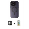 MARSİLYAN™- iPhone 15 Pro Max Kılıf Kozmos Çizgi Prime - Siyah Polymer Nano Ekran Koruyucu + PVD Metal Kamera Lens - GI
