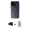 MARSİLYAN™- iPhone 15 Pro Max Kılıf Kozmos Çizgi Prime - Siyah Polymer Nano Ekran Koruyucu + Raze Metal Kamera Lens - SH