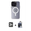MARSİLYAN™- iPhone 15 Pro Max Kılıf Kozmos Çizgi Prime - Siyah Vanessa Magic Cam + Gri PVD Metal Kamera Lens