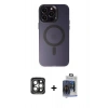 MARSİLYAN™- iPhone 15 Pro Max Kılıf Kozmos Çizgi Prime - Siyah Vanessa Magic Cam + Gri PVD Metal Kamera Lens