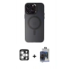 MARSİLYAN™- iPhone 15 Pro Max Kılıf Kozmos Çizgi Prime - Siyah Vanessa Magic Cam + PVD Metal Kamera Lens - GS