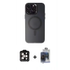 MARSİLYAN™- iPhone 15 Pro Max Kılıf Kozmos Çizgi Prime - Siyah Vanessa Magic Cam + PVD Metal Kamera Lens - TU