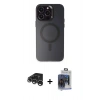 MARSİLYAN™- iPhone 15 Pro Max Kılıf Kozmos Çizgi Prime - Siyah Vanessa Magic Cam + Raze Metal Kamera Lens - GS
