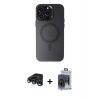 MARSİLYAN™- iPhone 15 Pro Max Kılıf Kozmos Çizgi Prime - Siyah Vanessa Magic Cam + Raze Metal Kamera Lens - LT