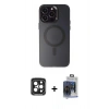 MARSİLYAN™- iPhone 15 Pro Max Kılıf Kozmos Çizgi Prime - Siyah Vanessa Magic Cam + PVD Metal Kamera Lens - SH