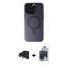 MARSİLYAN™- iPhone 15 Pro Max Kılıf Kozmos Çizgi Prime - Siyah Vanessa Magic Cam + Titanyum Gri Raze Metal Kamera Lens