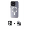 MARSİLYAN™- iPhone 15 Pro Max Kılıf Kozmos Çizgi Prime - Siyah Vanessa Magic Hayalet Cam + PVD Metal Kamera Lens - LT