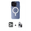 MARSİLYAN™- iPhone 15 Pro Max Kılıf Kozmos Çizgi Prime - Siyah Vanessa Magic Hayalet Cam + PVD Metal Kamera Lens - LT