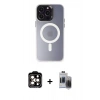 MARSİLYAN™- iPhone 15 Pro Max Kılıf Kozmos Çizgi Prime - Siyah Vanessa Magic Hayalet Cam + PVD Metal Kamera Lens - TU