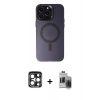 MARSİLYAN™- iPhone 15 Pro Max Kılıf Kozmos Çizgi Prime - Siyah Vanessa Magic Hayalet Cam + PVD Metal Kamera Lens - LT