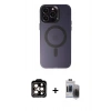 MARSİLYAN™- iPhone 15 Pro Max Kılıf Kozmos Çizgi Prime - Siyah Vanessa Magic Hayalet Cam + PVD Metal Kamera Lens - TU
