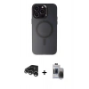 MARSİLYAN™- iPhone 15 Pro Max Kılıf Kozmos Çizgi Prime - Siyah Vanessa Magic Hayalet Cam + Raze Metal Kamera Lens - GS