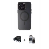 MARSİLYAN™- iPhone 15 Pro Max Kılıf Kozmos Çizgi Prime - Siyah Vanessa Magic Hayalet Cam + Raze Metal Kamera Lens - LT