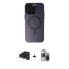 MARSİLYAN™- iPhone 15 Pro Max Kılıf Kozmos Çizgi Prime - Siyah Vanessa Magic Hayalet Cam + Raze Metal Kamera Lens - TMGI