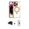 MARSİLYAN™- iPhone 15 Pro Max Kılıf Kozmos Doku Koleksiyonu - Şeffaf Pasifik Cam Ekran Koruyucu + Raze Metal Kamera Lens - LT