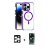 MARSİLYAN™- iPhone 15 Pro Max Kılıf Kozmos Doku Koleksiyonu - Siyah 360 Mat Full Body Arka Koruyucu + PVD Metal Kamera Lens - GS