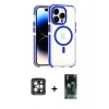 MARSİLYAN™- iPhone 15 Pro Max Kılıf Kozmos Doku Koleksiyonu - Siyah 360 Mat Full Body Arka Koruyucu + PVD Metal Kamera Lens - GI