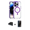 MARSİLYAN™- iPhone 15 Pro Max Kılıf Kozmos Doku Koleksiyonu - Siyah 3D Antistatik Hayalet Cam Ekran Koruyucu + Raze Metal Kamera Lens - LT