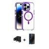 MARSİLYAN™- iPhone 15 Pro Max Kılıf Kozmos Doku Koleksiyonu - Siyah 3D Antistatik Hayalet Cam Ekran Koruyucu + Raze Metal Kamera Lens - SH