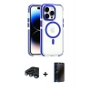 MARSİLYAN™- iPhone 15 Pro Max Kılıf Kozmos Doku Koleksiyonu - Siyah 3D Antistatik Hayalet Cam Ekran Koruyucu + Raze Metal Kamera Lens - LT