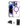 MARSİLYAN™- iPhone 15 Pro Max Kılıf Kozmos Doku Koleksiyonu - Siyah 3D Antistatik Hayalet Cam Ekran Koruyucu + Raze Metal Kamera Lens - GS